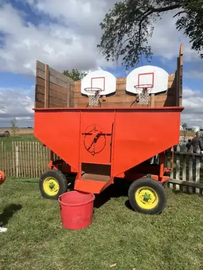 A gravity wagon converted into a basketball game